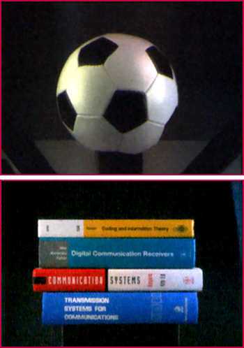 Reconstructed images from a lensless prototype camera using compressive sampling.